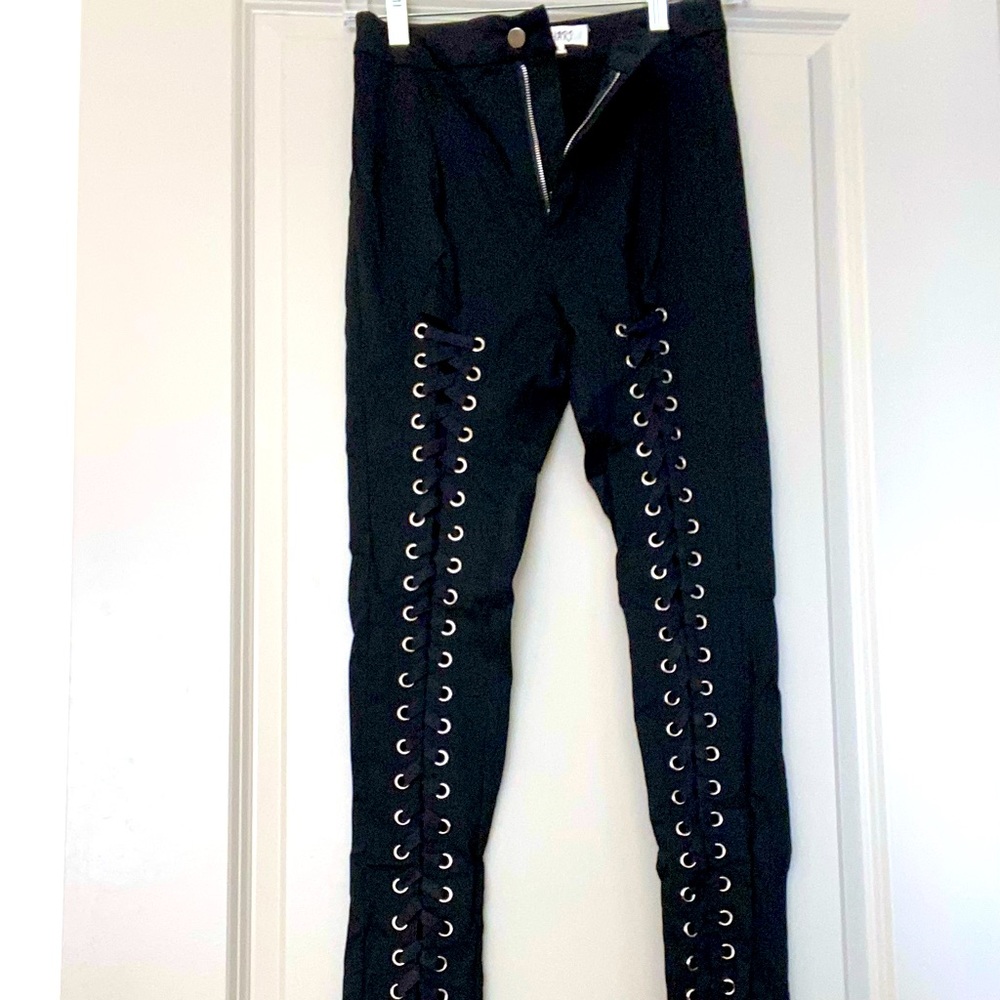 Lace up black pants